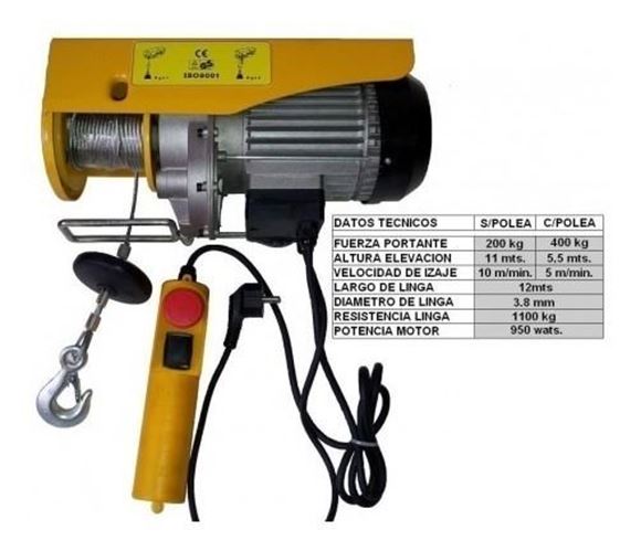 Imagen de Aparejo Electrico 0400 Kg. 6mts.- Ynter Industrial