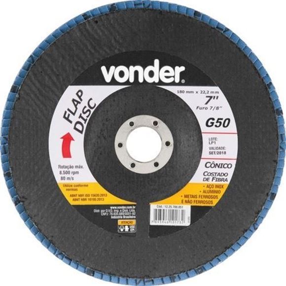 Imagen de Discos Flap De Desbaste Y Pulido 7 PuLG. Vonder - Ynter