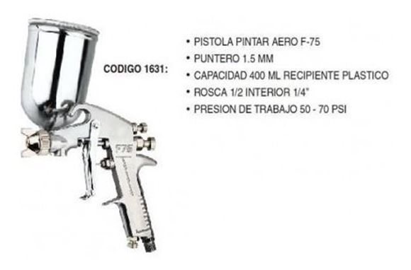 Imagen de Pistola Pintar Aerografo F-75 - 1631 - Ynter Industrial 