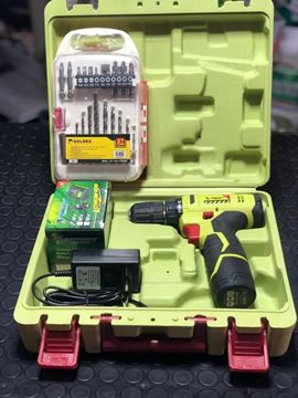 Imagen de Taladro A Batería 12v 2bat C/maletín+estuche Puntas Mechas 