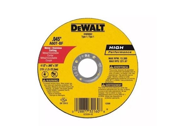 Imagen de Disco Dewalt Cte Metal Chato 115x1.0x22.2mm - Ynter