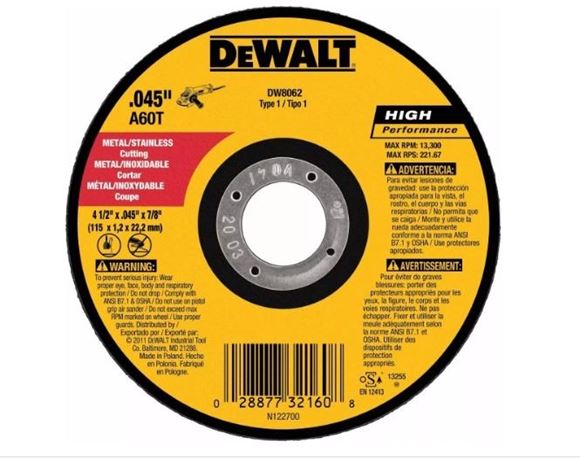 Imagen de Disco Dewalt cte metal centro depr. 115 x 0.8 x 22.2mm - Ynter Industrial