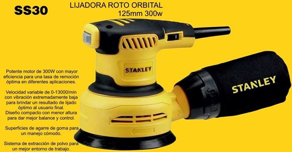 Imagen de Lijadora roto orbital Stanley 125mm 300W - Ynter Industrial