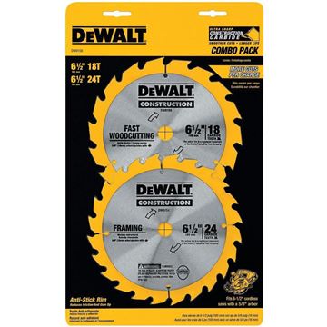 Imagen de Disco sierra circular x2 un. Dewalt 18 y 24 dientes 6 1/2  - Ynter Industrial