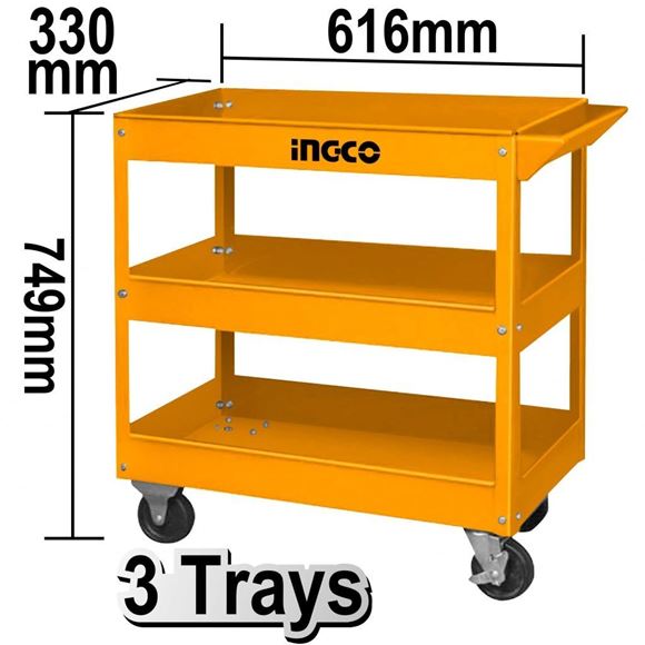 Imagen de Carro herramientas taller metal 3 estantes Ingco - Ynter Industrial