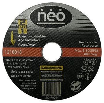 Imagen de DISCO ABRASIVO DE CORTE ACERO/ACERO 180 x 1.8 NEO - Ynter Industrial