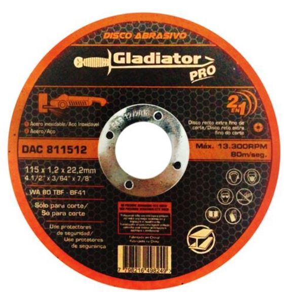 Imagen de Disco abrasivo de corte acero/acero inox Gladiator- Ynter Industrial