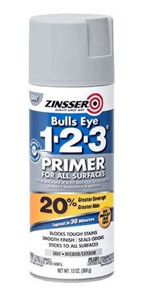 Imagen de Rust Oleum zinsser primer 1-2-3 aerosol gris 368g- Ynter Industrial