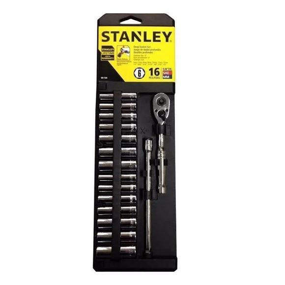 Imagen de Juego de dados largos Stanley enc. 1/4" 6- 12mm y 1/4"-1/2" 16pcs- Ynter