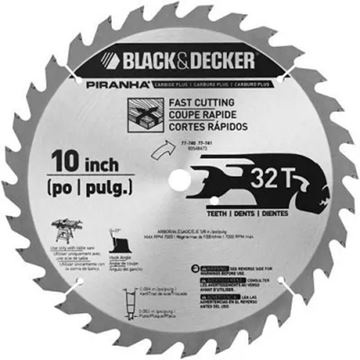 Imagen de Sierra circular 10" x 32 d Black & Decker corte rápido p/ STST1825 - Ynter Industrial