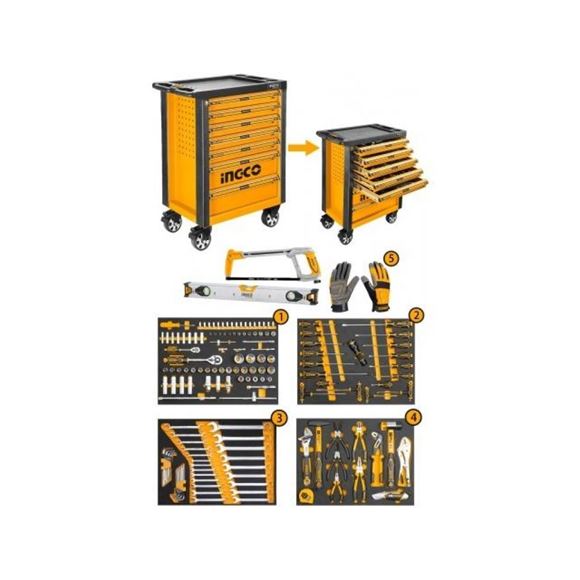 Imagen de Carro taller gabinete organizador 162 herramientas Ingco-Ynter Industrial