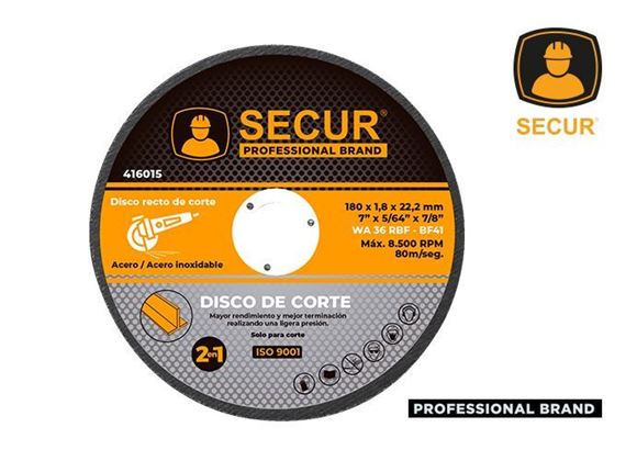 Imagen de Disco corte 7"- 180 x 1.8mm Secur- Ynter Industrial