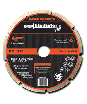 Imagen de Disco de corte  madera  Gladiator 4 1/2” p/amoladora - Ynter