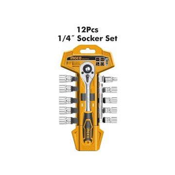 Imagen de Juego 12 piezas dados tubo llave crique 1/4" Ingco - Ynter Industrial