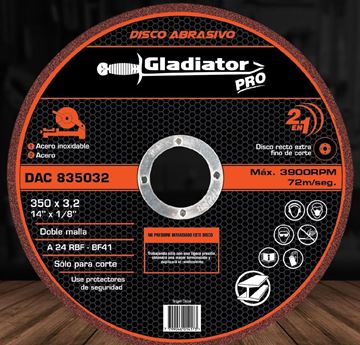 Imagen de Disco abrasivo de corte acero 14" Gladiator- Ynter Industrial