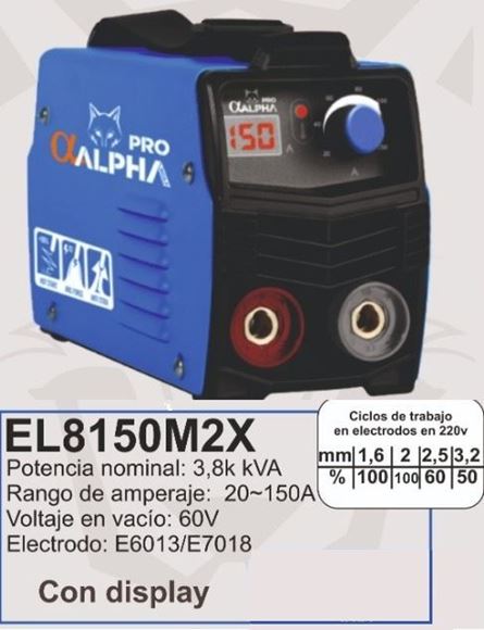 Imagen de Soldadora Alpha Pro inverter electrodo 3.8 KVA 20-150A-Ynter Industrial