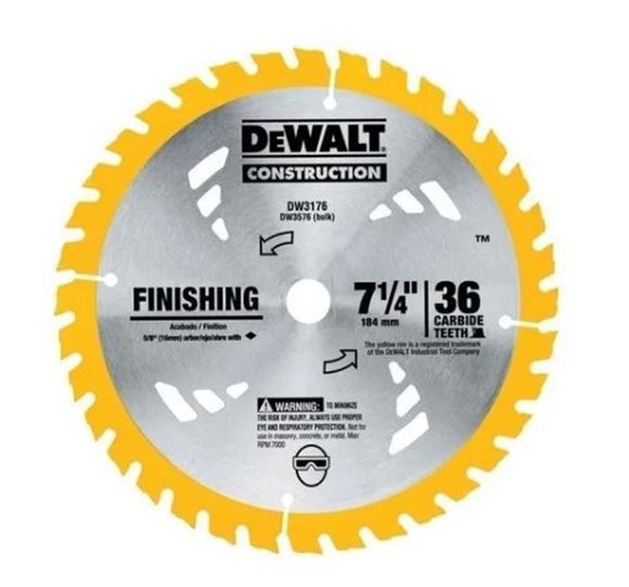 Imagen de Disco sierra circular 7 1/4 x 36d. Dewalt antirebote - Ynter Industrial