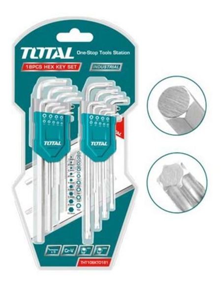 Imagen de Set 18 llaves allen hexagonal y torx. Total - Ynter Industrial