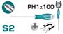 Imagen de Destornillador punta PH1 5.0 * 100mm industrial Total - Ynter Industrial