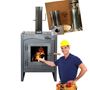 Imagen de Estufa Ñuke Wichi 50 negra +  kit + instalacion - Ynter Industrial
