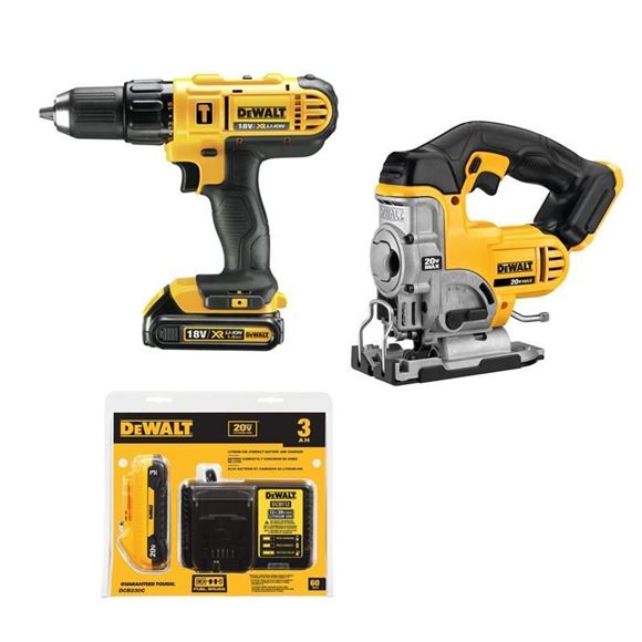 Imagen de Kit Dewalt Atornillador Percutor+ Caladora 20v -Ynter