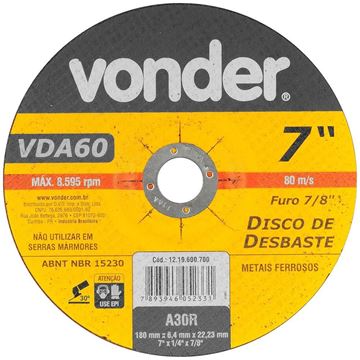 Imagen de Disco Desbaste 7'' p/metales  Vonder - Ynter Industrial