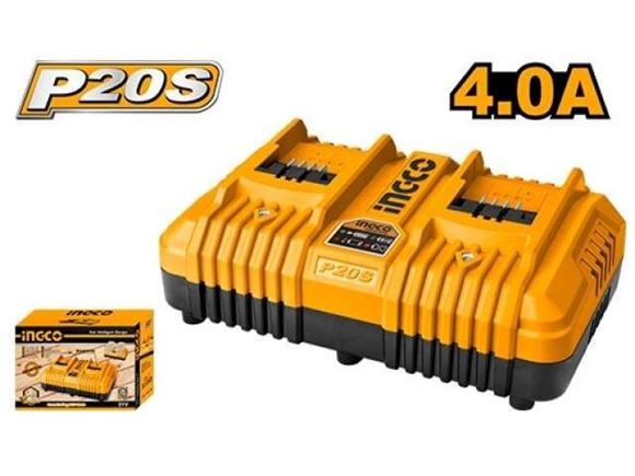 Imagen de Cargador Rapido Inteligente Doble 20V P20S Ingco - Ynter Industrial