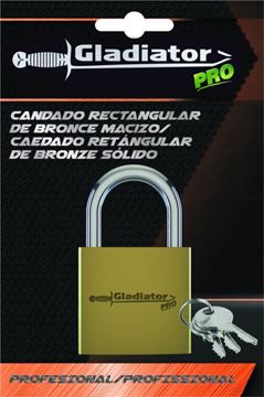 Imagen de Candado Rectangular Bronce Macizo 20mm Gladiator -Ynter