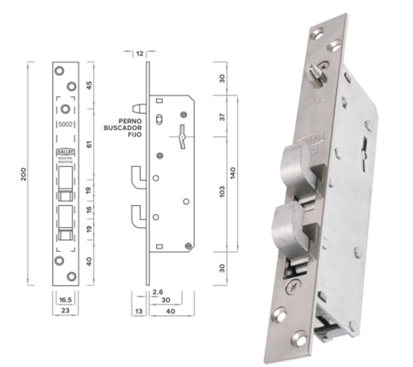 Imagen de Cerradura Gancho Montante Angosto Kallay - Ynter Industrial