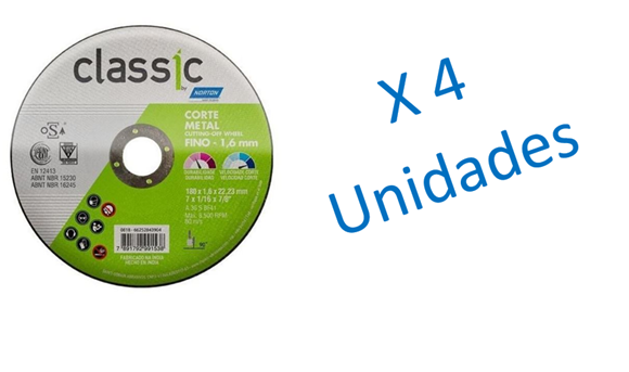 Imagen de 4 Disco classic chato corte metal 180x3mm Norton - Ynter Industrial