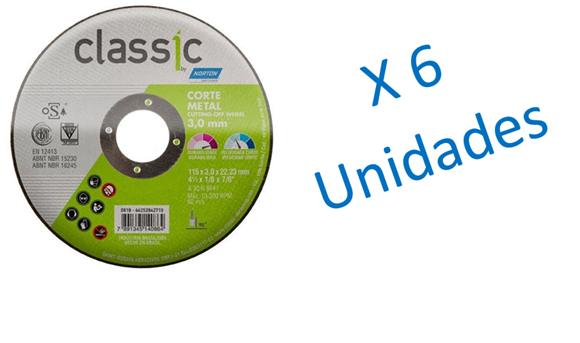 Imagen de 6 Disco classic chato corte metal 115x3mm Norton - Ynter Industrial