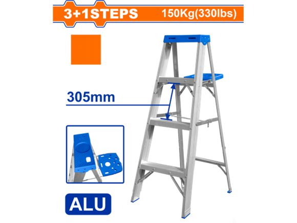 Imagen de Escalera Pintor 4 Esc 150Kg C/Bandeja Alum Wadfow - Ynter