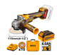 Imagen de Amoladora 4 1/2" C/Bat 4Ah + Maletin Ingco 20V Brushless - Ynter