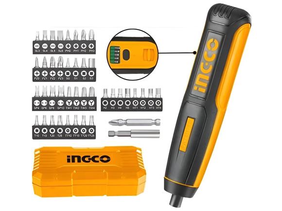 Imagen de Atornillador 1/4" 1.3Ah Ingco 4V Estuche + Acc - Ynter