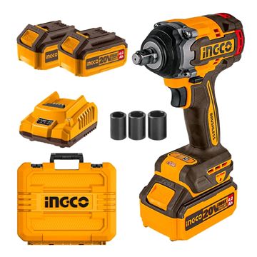 Imagen de Llave De Impacto 1/2" C/2Bat 4Ah Ingco 20V Brushless - Ynter