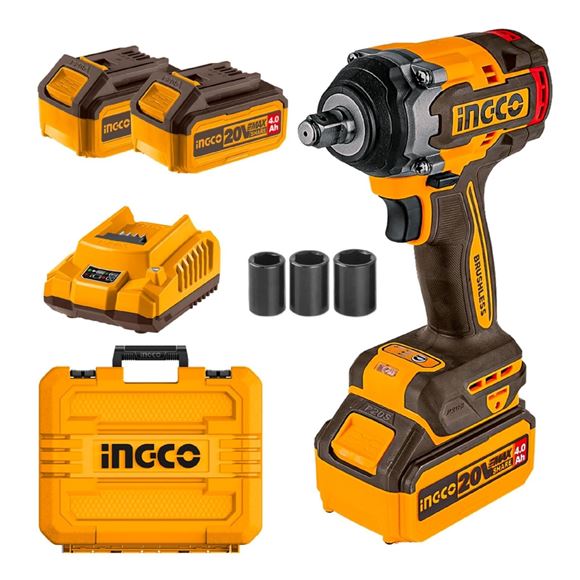 Imagen de Llave De Impacto 1/2" C/2Bat 4Ah Ingco 20V Brushless - Ynter