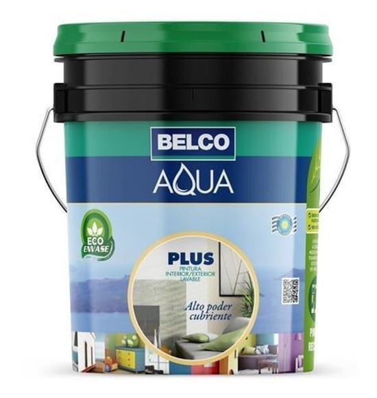 Imagen de Pintura Premium AquaPlus Belco Latex Exterior Interior 3.6Lts - Ynter Industrial