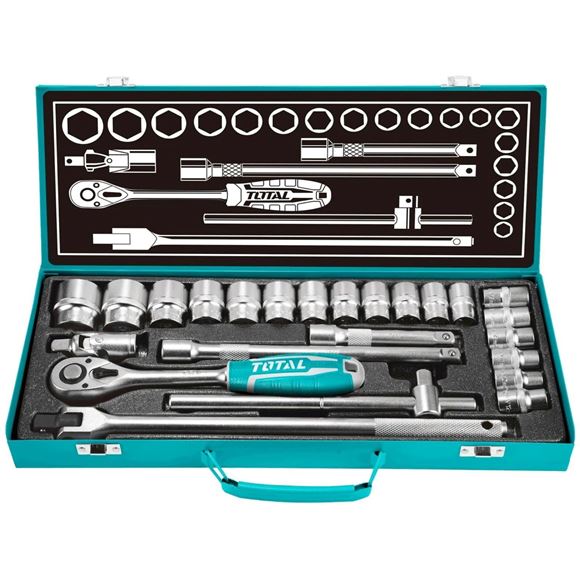 Imagen de Juego Dados Tubo Llave 24Pzas Crique 1/2" 10 a 32MM Total - Ynter Industrial