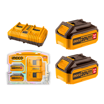 Imagen de SET X 2 BATERIAS 20V 5AMP + 1 CARGADOR INGCO - Ynter Industrial