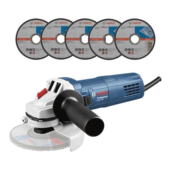 Imagen de Amoladora Angular Bosch 4-1/2  GWS 700 700W C/ 5 discos| Ynter