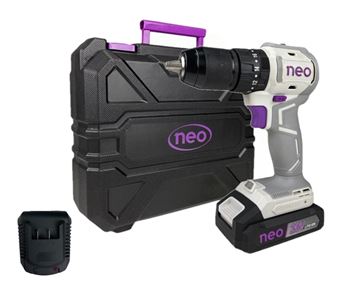 Imagen de Taladro C/Percutor C/Bat 2Ah Neo 20V + Maletin - Ynter