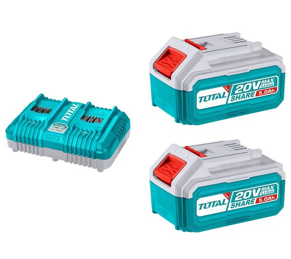 Imagen de Set 2 Baterías 20V 5Amp + Cargador Rápido Total - Ynter Industrial