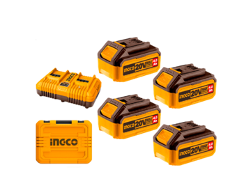 Imagen de Set 4 Baterias 20V 4Amp + Cargador + Valija Ingco - Ynter Industrial