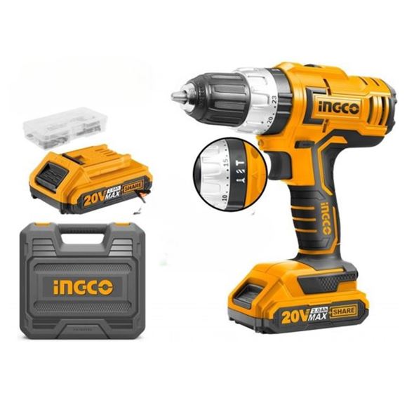 Imagen de Taladro 20 v atornillador percutor P20S c/valija Ingco - Ynter Industrial