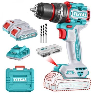 Imagen de Taladro Percutor Atornillador Total 20v brushless 2bat - Ynter