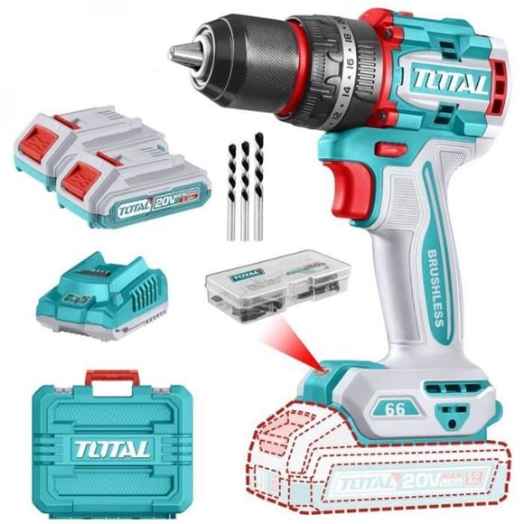 Imagen de Taladro Percutor Atornillador Total 20v brushless 2bat - Ynter