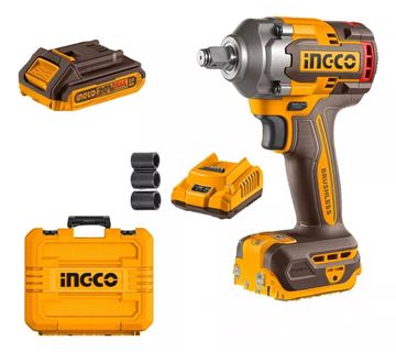 Imagen de Llave De Impacto 1/2" C/2Bat 2Ah Ingco 20V Brushless - Ynter