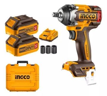 Imagen de Llave De Impacto 1/2" C/2Bat 4Ah Ingco 20V Brushless - Ynter