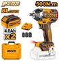 Imagen de Llave De Impacto 1/2" C/2Bat 4Ah Ingco 20V Brushless - Ynter