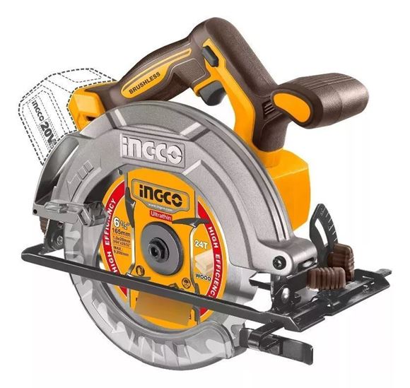 Imagen de SIERRA CIRCULAR A BATERIA 20V BRUSHLESS MOTOR S/CARG S/BAT INGCO - Ynter